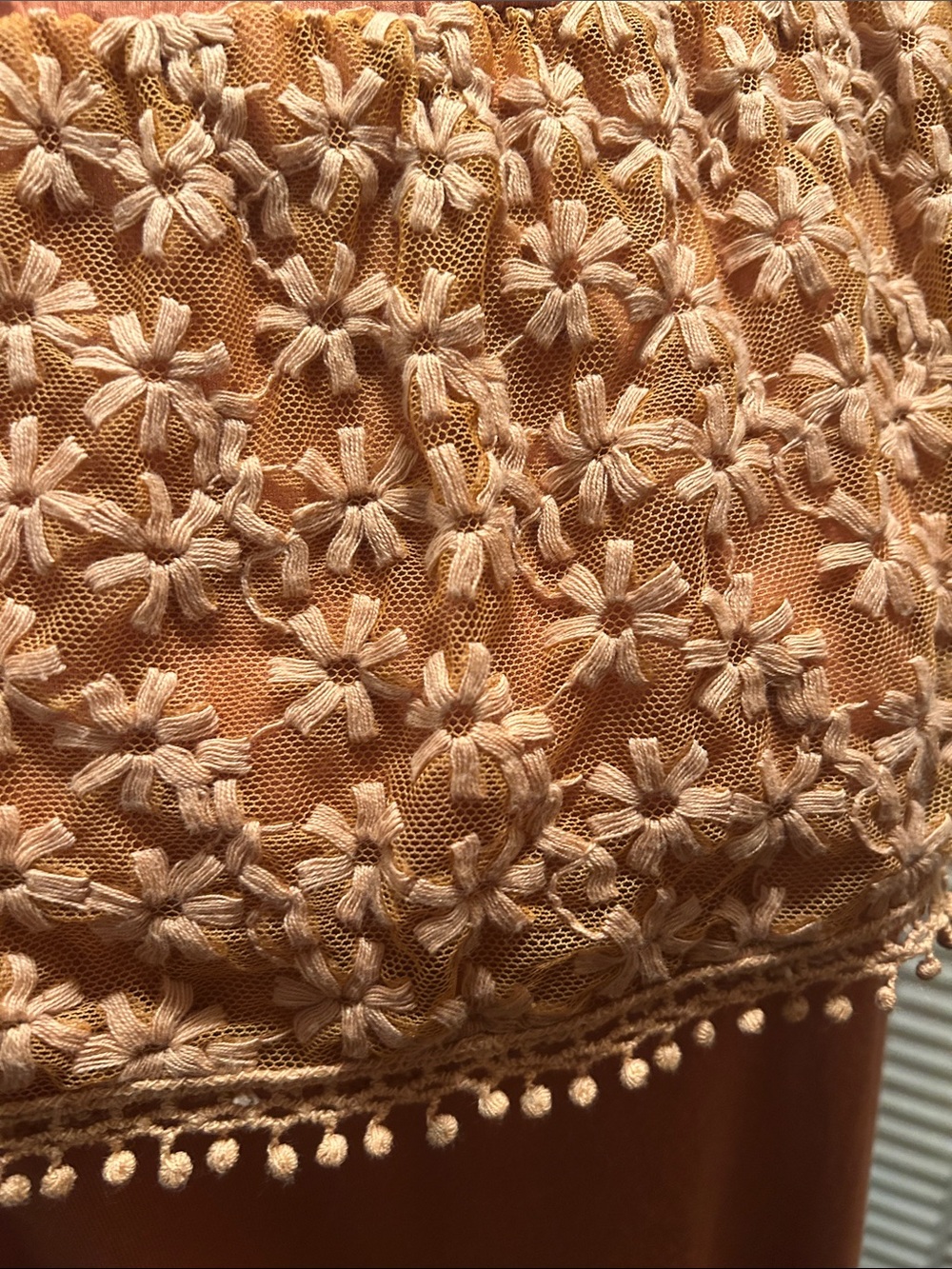 Embroidered Off-Shoulder Rust Top - Picture 3 of 3